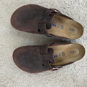 NEW BIRKENSTOCK Boston Clogs Size 41 in Habana Oil Brown Leather with Box!